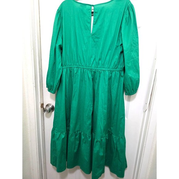 Torrid Green Midi Festival Dress Ruched Front & 3/4 Sleeves Size 2 - Picture 3 of 10